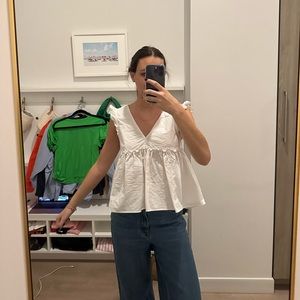 Zara White Ruffled Tank